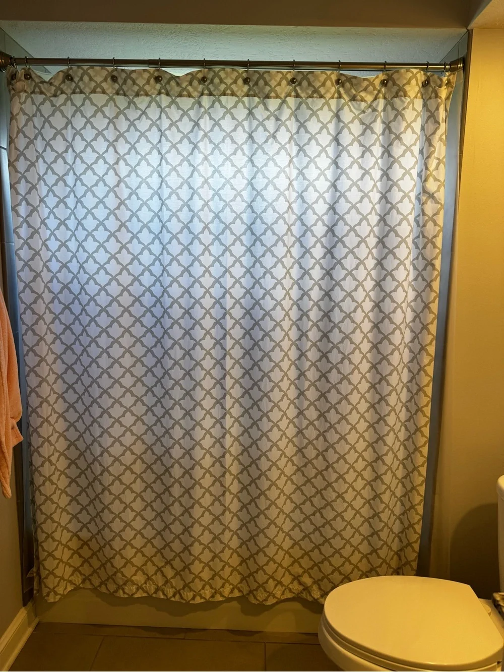 Pottery Barn White and Gray Trellis Shower Curtain